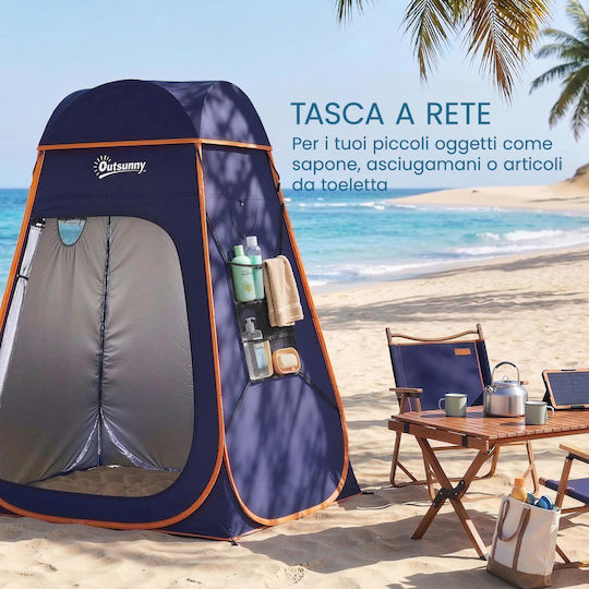 Outsunny Camping Tent Pop Up Toilet Storage Blue 3 Seasons 152x152x190cm