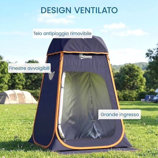 Outsunny Camping Tent Pop Up Toilet Storage Blue 3 Seasons 152x152x190cm
