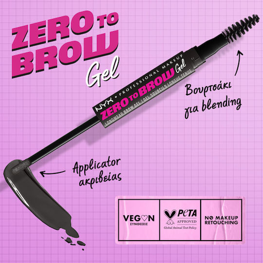 NYX Professional Makeup Zero To Brow Mascara Pentru Sprâncene 08 Negru