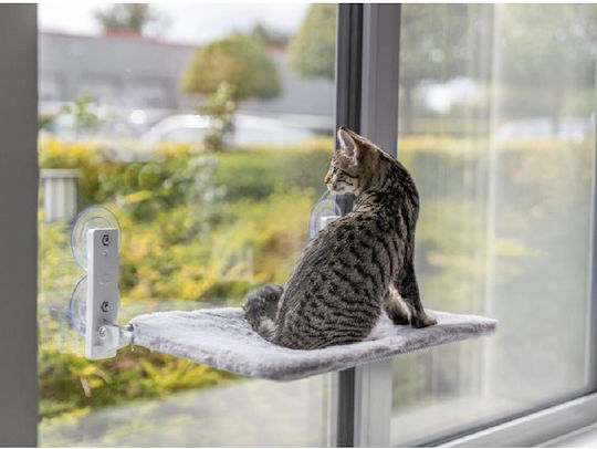 Trixie Window Bed Cat Bed White Grey Plush Mesh Foldable 58 × 34 Cm