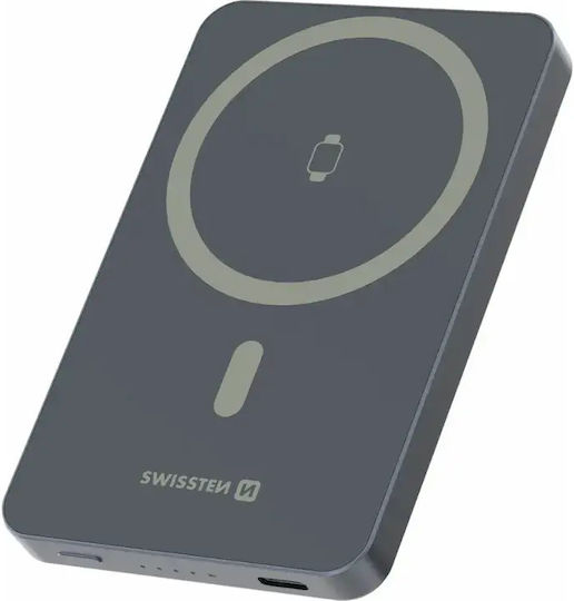 Swissten Fusion MagSafe Power Bank 5000mAh 20W με Θύρα USB-C Ασημί