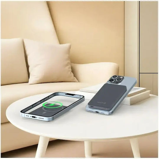 Swissten Fusion MagSafe Power Bank 5000mAh 20W με Θύρα USB-C Ασημί