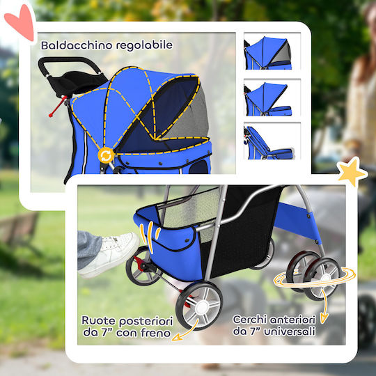 Pawhut Waterproof Dog and Cat Carrying Stroller up to 10kg Blue