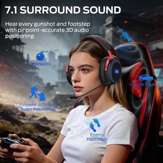 Monster Mission 350 Ασύρματο Over Ear Gaming Headset με σύνδεση Bluetooth / USB for PC / PS4 / PS5 / XBOX