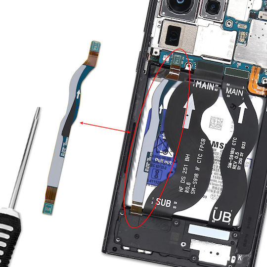 Clappio FRC Кабел За Свързване На Дънна Платка Към Зарядно Galaxy S23 Ultra Син