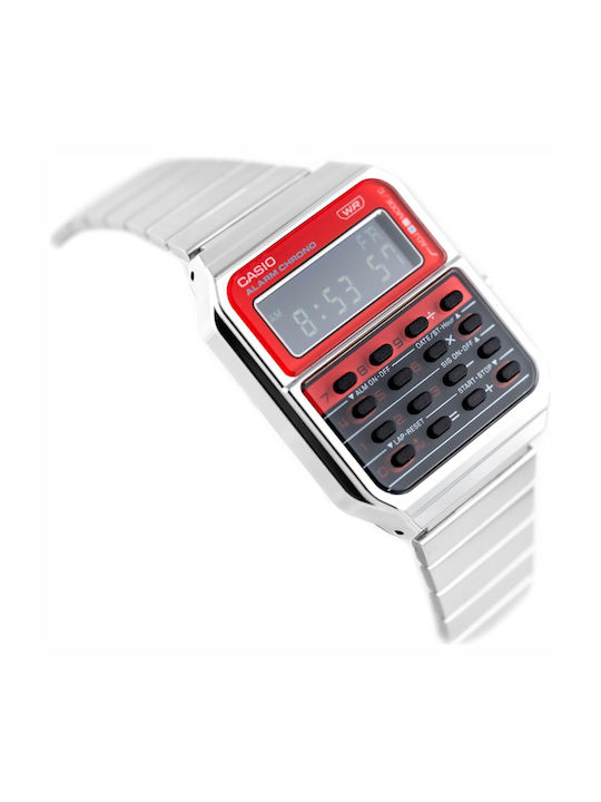 Casio Digital Womens Watch 43mm Battery with Red Metal Bracelet