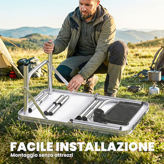 Outsunny Tabel Aluminiu pentru Camping Pliabil Negru