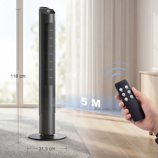 HomCom Tower Fan 45W With Remote Control Black