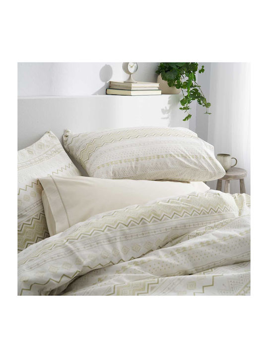Vesta Home Elea 1 Set Bed Sheets King Size with Rubber Hugger 240x270+35cm Beige 4 Pieces