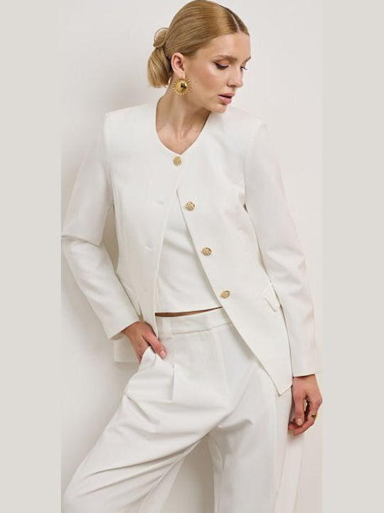 Desiree Lang Damen Mittellang Blazer White