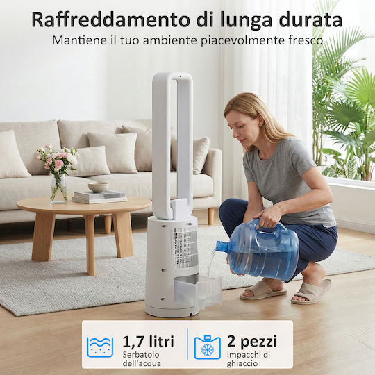 HomCom Ανεμιστήρας Χωρίς Πτερύγια 90W με Τηλεχειριστήριο Λευκός