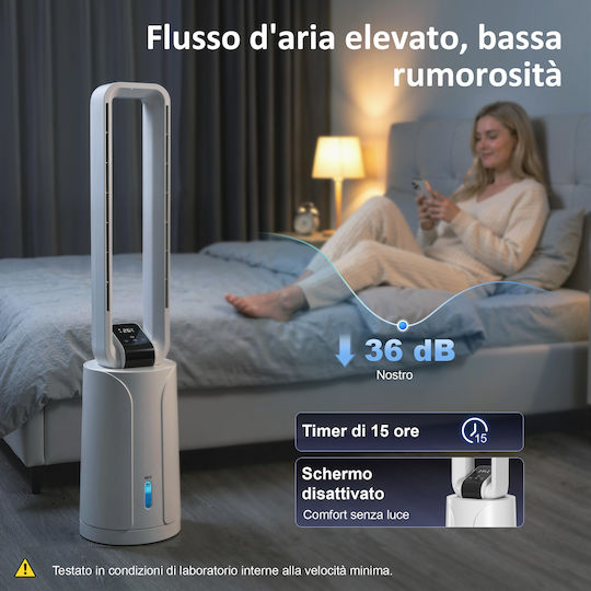HomCom Ανεμιστήρας Χωρίς Πτερύγια 90W με Τηλεχειριστήριο Λευκός