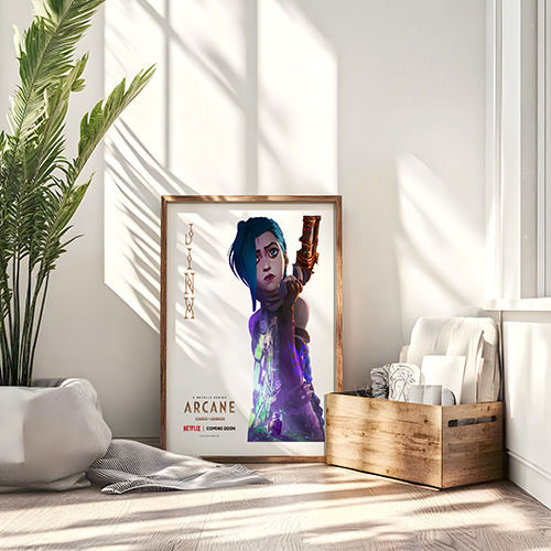 Gaming Poster Arcane League Legends Jinx Gm2396 40cm X 50cm Premium Μαύρο Ξύλινο Κάδρο