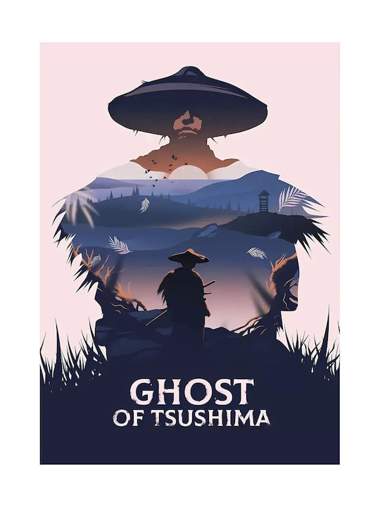 Gaming Poster Ghost Tsusima Art Style Edition Gm2354 40cm X 50cm Premium Black Wooden Frame