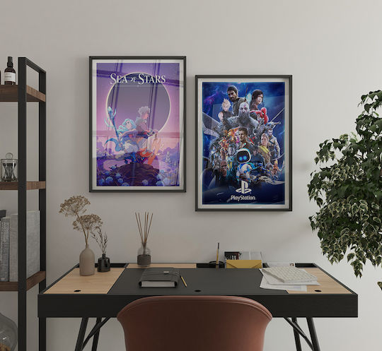 Gaming Poster Play Station Favourites Gm2393 40cm X 50cm Premium Black Wooden Frame