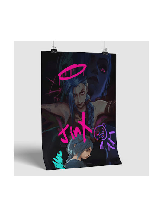 Gaming Poster Jinx Powder Gm1113 40cm X 50cm Premium Black Wooden Frame
