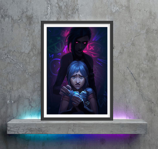 Gaming Poster Powder Vs Jinx Gm1112 40cm X 50cm Premium Black Wooden Frame