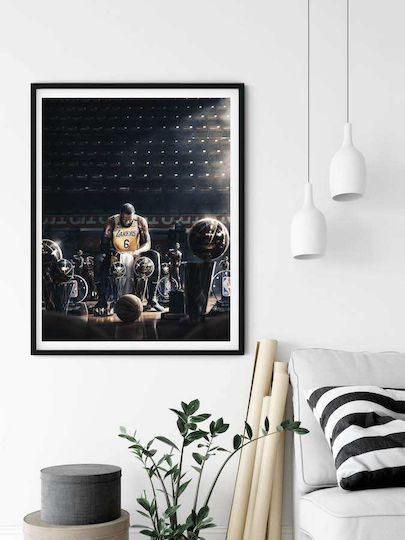 Poster NBA LeBron Trophies SNK064 40cm X 50cm Premium Black Wooden Frame