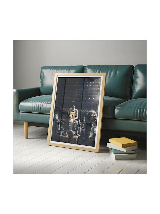 Poster Nba Lebron Trophies Snk064 40cm X 50cm Premium Μαύρο Ξύλινο Κάδρο