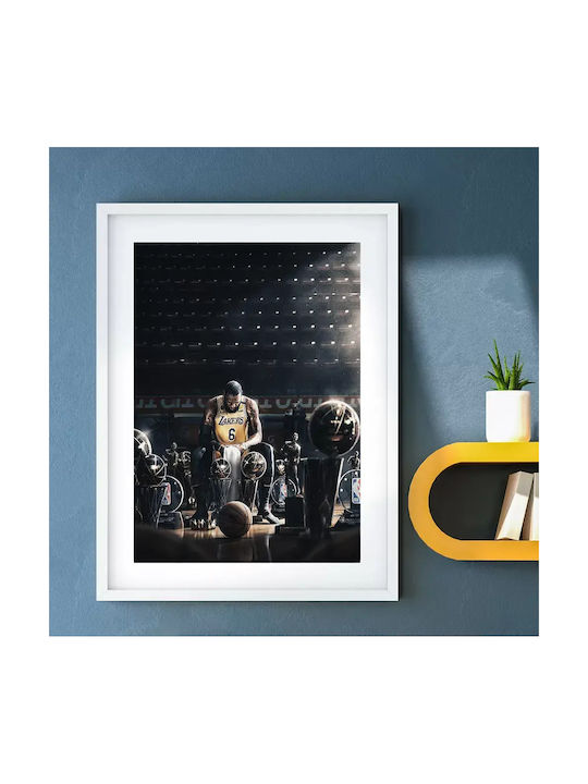 Poster Nba Lebron Trophies Snk064 40cm X 50cm Premium Μαύρο Ξύλινο Κάδρο