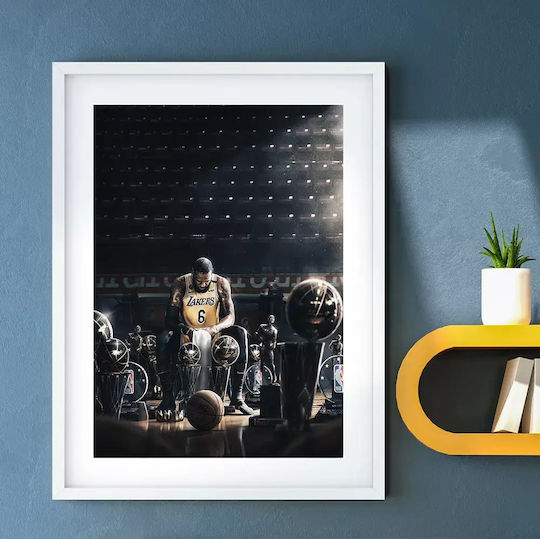 Poster NBA LeBron Trophies SNK064 40cm X 50cm Premium Black Wooden Frame