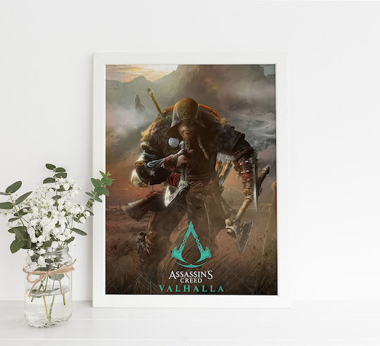 Gaming Poster Assassins Creed Valhalla Gm2335 40cm X 50cm Premium Μαύρο Ξύλινο Κάδρο