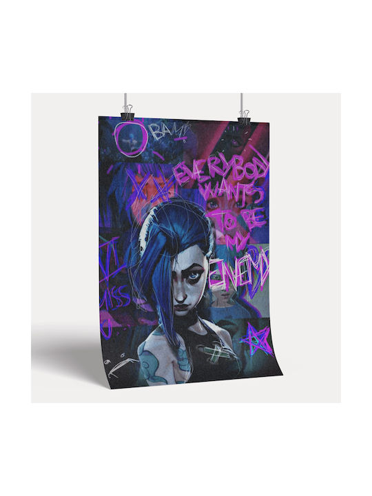 Gaming Poster Jinx Arcane Gm1111 40cm X 50cm Premium Μαύρο Ξύλινο Κάδρο