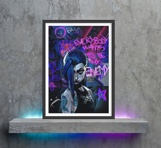 Gaming Poster Jinx Arcane Gm1111 40cm X 50cm Premium Black Wooden Frame