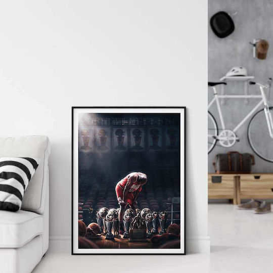 Poster NBA Jordan Trophies Snk62 40cm x 50cm Premium Black Wooden Frame