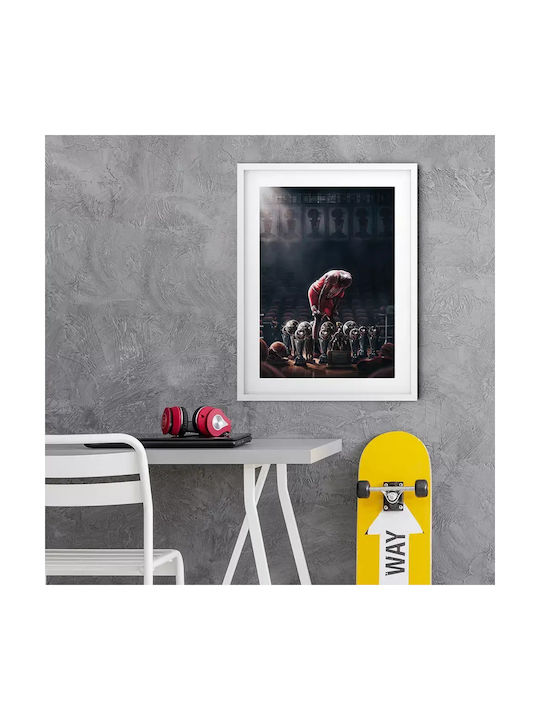 Poster Nba Jordan Trophies Snk62 40cm X 50cm Premium Μαύρο Ξύλινο Κάδρο