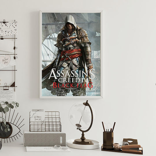 Gaming Poster Assassins Creed Black Flag Gm2349 40cm X 50cm Premium Black Wooden Frame