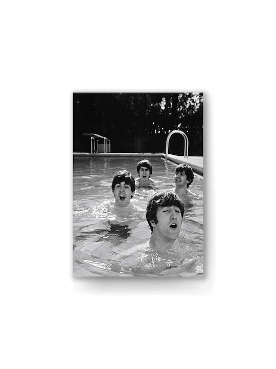 Music Poster Beatles Ms056 40cm X 50cm Premium Black Wooden Frame
