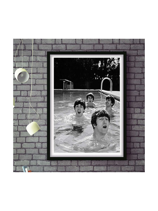 Music Poster Beatles Ms056 40cm X 50cm Premium Black Wooden Frame