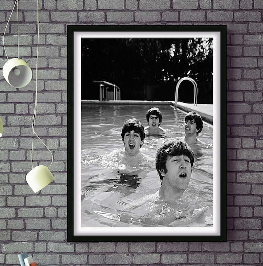 Music Poster Beatles Ms056 40cm X 50cm Premium Μαύρο Ξύλινο Κάδρο