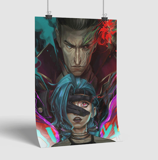 Gaming Poster Jinx & Silco Gm1116 40cm X 50cm Premium Μαύρο Ξύλινο Κάδρο