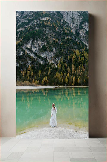 Serene Reflection By The Lake Γαλήνια Αντανάκλαση Δίπλα Στη Λίμνη 1 σε Καμβά