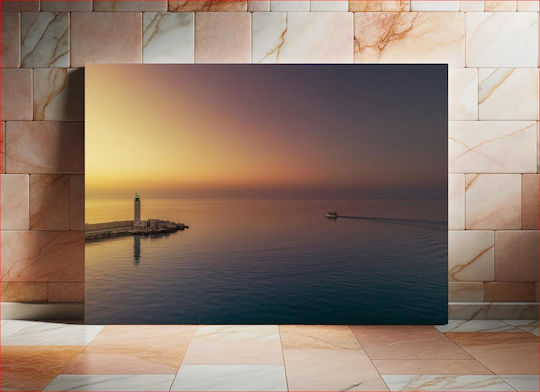 Sunset By The Lighthouse Ηλιοβασίλεμα Δίπλα Στον Φάρο 1 σε Καμβά
