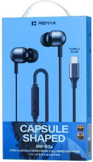 Remax Rm-03a Ενσύρματα Ακουστικά Θύρα Type-c Μαύρο Μαύρο Earbuds