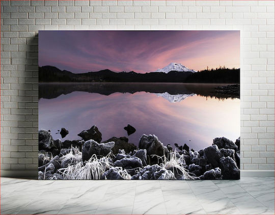 Painting Serene Mountain Reflection At Dusk 120x80