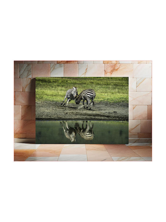 iLovePrints Zebras Bei Wasser Ölgemälde 100x70