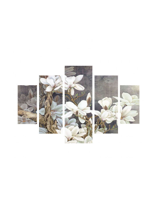 HomeMarkt Magnolia Kobus Fivefold Painting Wooden 56x82cm