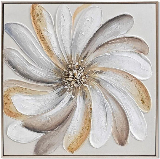 Karvounis Canvas Painting Flower White-Gold Silver Frame Abstract Daisy 62x62x3.5cm Bd25b514aa-2a Karvounis Canvas Painting Flower White-Gold Silver Frame Abstract Daisy 62x62x3.5cm Bd25b514aa-2a