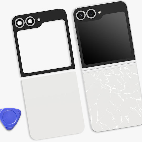 Clappio Комплект За Смяна На Горен И Долен Стъклен Капак Galaxy Z Flip 6 Бял