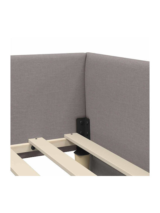 Pat Montat Pe Perete Single Tapițat Cu Material Maro Cu Plăci Și Saltea 90x200cm