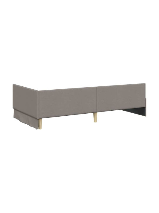 Pat Montat Pe Perete Single Tapițat Cu Material Maro Cu Plăci Și Saltea 90x200cm