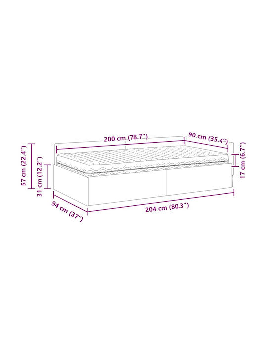 Ein Einzelbett Mit Samt Rosa Mit Lattenrost Und Matratze 90x200cm