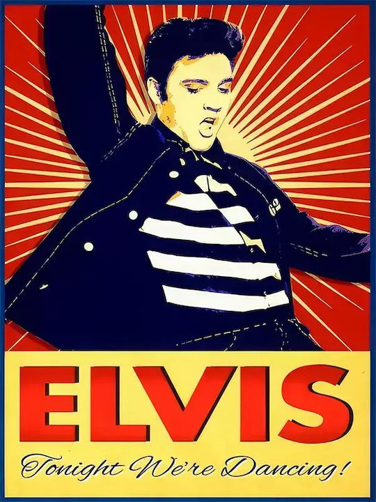 Music Poster Elvis Presley Ms019 40cm X 50cm Brown Wooden Frame