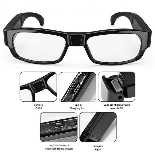 Cameră Ascunsă Ochelari cu Slot pentru Card de Memorie
