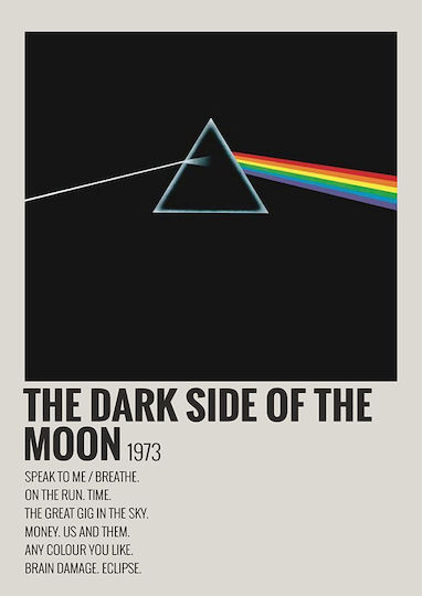 Poster Muzical Dark Side Moon Pink Floyd Ms571 40cm X 50cm Cadru Negru Din Lemn