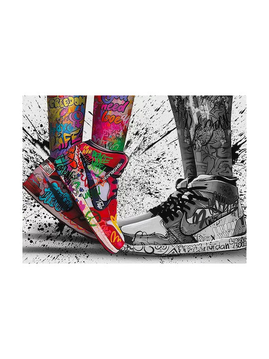 Poster Graffiti Sneakers Snk070 40cm x 50cm Premium Schwarzer Hölzernes Rahmen